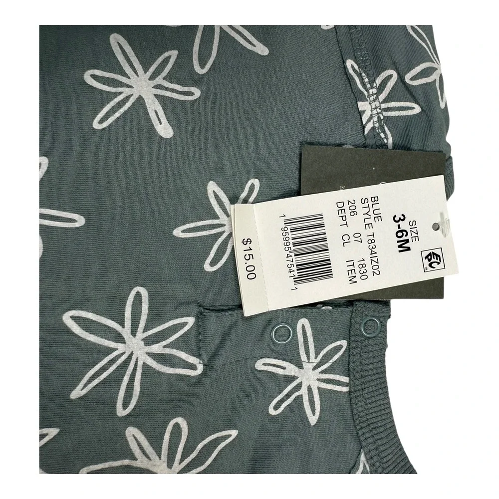 GRAYSON Mini Gray Blue Floral‎ T-Shirt & Pants Set - Size 3-6M - NWT